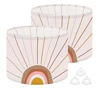 Fabric Round Drum Lamp Shade Boho Magic Rainbow Sun Trendy Abstract Vintage Medium Linen Decorative Assembly Replacement Lampshades 13inch Set of 2 for Table Lamps, Floor Lamps,Ceiling Lamp