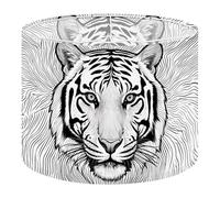 Fabric Round Drum Lamp Shade Bold Tiger Face Abstract Line Art Medium Linen Decorative Assembly Replacement Lampshades 13inch Set of 1 for Table Lamps, Floor Lamps,Ceiling Lamp