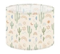 Fabric Round Drum Lamp Shade Cactus Mountains Boho Seamless Desert Vintage Medium Linen Decorative Assembly Replacement Lampshades 13inch Set of 1 for Table Lamps, Floor Lamps,Ceiling Lamp