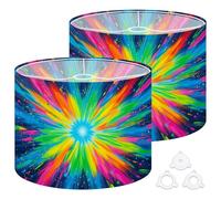 Fabric Round Drum Lamp Shade Colorful Abstract Explosion Burst Neon Paint Splash Medium Linen Decorative Assembly Replacement Lampshades 13inch Set of 2 for Table Lamps, Floor Lamps,Ceiling Lamp