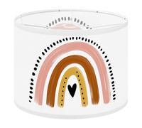 Fabric Round Drum Lamp Shade Cute Illustrated Boho Rainbow Vintage Medium Linen Decorative Assembly Replacement Lampshades 13inch Set of 1 for Table Lamps, Floor Lamps,Ceiling Lamp