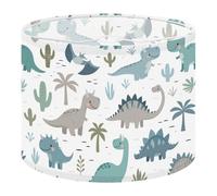 Fabric Round Drum Lamp Shade Dinosaur Baby boy Seamless Sweet Dino Vintage Medium Linen Decorative Assembly Replacement Lampshades 13inch Set of 1 for Table Lamps, Floor Lamps,Ceiling Lamp