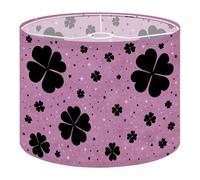 Fabric Round Drum Lamp Shade Four Leaf Clover Silhouette Pink Vintage Medium Linen Decorative Assembly Replacement Lampshades 13inch Set of 1 for Table Lamps, Floor Lamps,Ceiling Lamp
