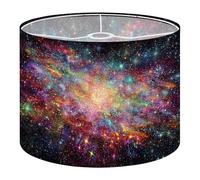Fabric Round Drum Lamp Shade Galactic Nebula Explore Universe Base Dense Star Vintage Medium Linen Decorative Assembly Replacement Lampshades 13inch Set of 1 for Table Lamps, Floor Lamps,Ceiling Lamp