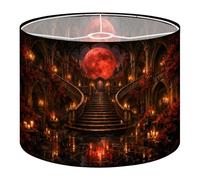 Fabric Round Drum Lamp Shade Gothic Castle Interior Grand Staircase Red Medium Linen Decorative Assembly Replacement Lampshades 13inch Set of 1 for Table Lamps, Floor Lamps,Ceiling Lamp
