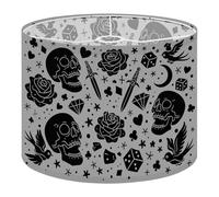 Fabric Round Drum Lamp Shade Horror Tattoo 10 Vintage Medium Linen Decorative Assembly Replacement Lampshades 13inch Set of 1 for Table Lamps, Floor Lamps,Ceiling Lamp