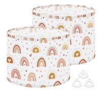 Fabric Round Drum Lamp Shade Kids Boho Rainbow Modern Pastel Rainbows Vintage Medium Linen Decorative Assembly Replacement Kids Lampshades 13inch Set of 2 for Table Lamps, Floor Lamps,Ceiling Lamp