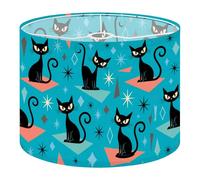 Fabric Round Drum Lamp Shade Mid Century Modern Cat Abstract Shapes Bold Colors Medium Linen Decorative Assembly Replacement Lampshades 13inch Set of 1 for Table Lamps, Floor Lamps,Ceiling Lamp