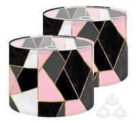 Fabric Round Drum Lamp Shade Modern Mosaic Rose Gold Gold Black Vintage Medium Linen Girls Decorative Replacement Lampshades 13inch Set of 2 for Table Lamps, Floor Lamps,Ceiling Lamp