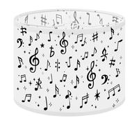 Fabric Round Drum Lamp Shade Music Notes Seamless Song Vintage Medium Linen Decorative Assembly Replacement Lampshades 13inch Set of 1 for Table Lamps, Floor Lamps,Ceiling Lamp