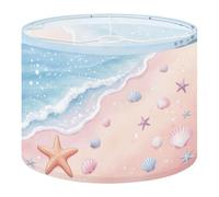 Fabric Round Drum Lamp Shade Pastel Beach Starfish Seashells Gentle Waves Vintage Medium Linen Decorative Assembly Replacement Lampshades 13inch Set of 1 for Table Lamps, Floor Lamps,Ceiling Lamp
