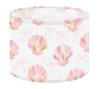 Fabric Round Drum Lamp Shade Pastel Shell Bow Soft Pink Lavender Tones Vintage Medium Linen Decorative Assembly Replacement Lampshades 13inch Set of 1 for Table Lamps, Floor Lamps,Ceiling Lamp