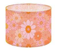 Fabric Round Drum Lamp Shade Retro Seamless Texture Vintage 70 s 60 s Vintage Medium Linen Decorative Assembly Replacement Lampshades 13inch Set of 1 for Table Lamps, Floor Lamps,Ceiling Lamp