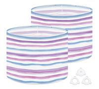 Fabric Round Drum Lamp Shade Seamless Blue Pink Watercolor Stripes Hand Medium Linen Decorative Assembly Replacement Lampshades 13inch Set of 2 for Table Lamps, Floor Lamps,Ceiling Lamp