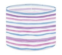 Fabric Round Drum Lamp Shade Seamless Blue Pink Watercolor Stripes Hand Medium Linen Decorative Assembly Replacement Lampshades 13inch Set of 1 for Table Lamps, Floor Lamps,Ceiling Lamp