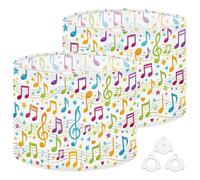 Fabric Round Drum Lamp Shade Seamless Hand Drawn Music Notes Vintage Medium Linen Decorative Assembly Replacement Lampshades 13inch Set of 2 for Table Lamps, Floor Lamps,Ceiling Lamp