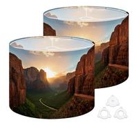 Fabric Round Drum Lamp Shade Sun Setting Zion Canyon Zion National Vintage Medium Linen Decorative Assembly Replacement Lampshades 13inch Set of 2 for Table Lamps, Floor Lamps,Ceiling Lamp