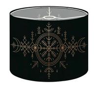 Fabric Round Drum Lamp Shade Viking Magic Symbol Golden Esoteric Vintage Medium Linen Decorative Assembly Replacement Lampshades 13inch Set of 1 for Table Lamps, Floor Lamps,Ceiling Lamp