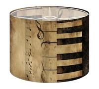 Fabric Round Drum Lamp Shade Vintage Piano Keys Music Sheet Sepia Tone Medium Linen Decorative Assembly Replacement Lampshades 13inch Set of 1 for Table Lamps, Floor Lamps,Ceiling Lamp