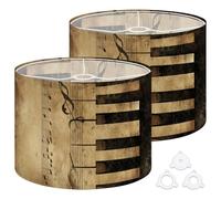 Fabric Round Drum Lamp Shade Vintage Piano Keys Music Sheet Sepia Tone Medium Linen Decorative Assembly Replacement Lampshades 13inch Set of 2 for Table Lamps, Floor Lamps,Ceiling Lamp