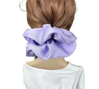 Fabric Scrunchies 2pc Oversize Solid Silk Scrunchies Elastic Hair Bands Women Big Satin Ponytail Ties Rubber Accessories(Purple)