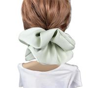 Fabric Scrunchies 2pc Oversize Solid Silk Scrunchies Elastic Hair Bands Women Big Satin Ponytail Ties Rubber Accessories(Light green)