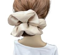 Fabric Scrunchies 2pc Oversize Solid Silk Scrunchies Elastic Hair Bands Women Big Satin Ponytail Ties Rubber Accessories(Khaki)