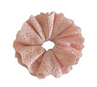 Fabric Scrunchies 3pc Oversized Lace Scrunchies For Women Elastic Hair Bands Ponytail Holders Tie Solid Hoop Rubber Accessories(Pink)