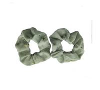 Fabric Scrunchies For Women 2PCS/4PCS/6PCS Golden Star Patterned Fbric Hair Loop Hair Rope Hair Accessories For Girl(Green 2pcs)