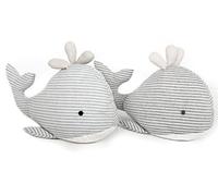 Fabric Seashore Whale Doorstop ~ Nautical Animal Door Stop, Blue Stripes, 33cm x 12cm x 19cm, 1kg