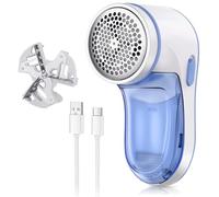 Fabric Shaver,Electric Lint Remover,Bobble Remover, Debobbler for Clothing,Includes Blades, Cleaning Brush, USB Powered Pill Defuzzer Remover for Clothes, Furniture, Bedding (Blue)