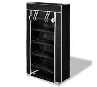 Fabric Shoe Cabinet with Cover 58 x 28 x 106 cm Black
