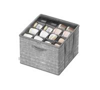 SONGMICS Shoe Organiser for Closet, Fits 16 Pairs, Shoe Storage Bin, Fabric Container with Handles and Clear Cover, for Bedroom, Entryway, Wardrobe, Cattail Grey LSP601G01