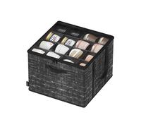 SONGMICS Shoe Organiser for Closet, Fits 16 Pairs, Shoe Storage Bin, Fabric Container with Handles and Clear Cover, for Bedroom, Entryway, Wardrobe, Ink Black LSP601B01