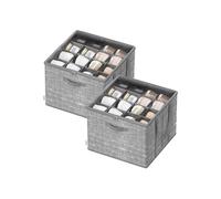 SONGMICS Shoe Organiser for Closet, Fits 16 Pairs, Shoe Storage Bin, Fabric Container with Handles and Clear Cover, for Bedroom, Entryway, Wardrobe, Cattail Grey LSP601G01