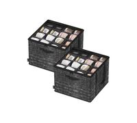 SONGMICS Shoe Organiser for Closet, Fits 16 Pairs, Shoe Storage Bin, Fabric Container with Handles and Clear Cover, for Bedroom, Entryway, Wardrobe, Ink Black LSP601B01