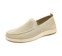 Fabric Shoes Men's Summer Breathable Shoes Men's Slip On Loafers Mesh Single Shoes Flat Low Shoes Comfortable Walking Shoes Lightweight Running Shoes Minimalist Sports Shoes, beige, 8 UK