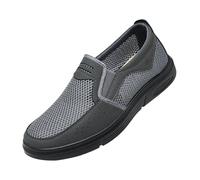 Fabric Shoes Men's Summer Linen Look Elegant Boat Shoes Men's Summer Mesh Loafers Leisure Barefoot Shoes Non-Slip Slip-On Shoes Lightweight Walking Shoes Breathable Comfort Shoes Casual Shoes, gray, 7