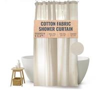 FABRIC SHOWER CURTAIN LINER 36"x74" SMALL Stall Size - Stylish Quality Bathroom Drape - Earth Friendly Non-Toxic Odor-Free NATURAL Cotton Liner, Light-Weight Washable natural Shower Curtain 36NC