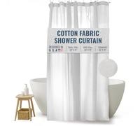 FABRIC SHOWER CURTAIN LINER - Wide Stall Size - A Stylish Quality Bathroom Drape - Earth Friendly, Non-Toxic + Odor-Free Cotton Liner - Light-Weight Washable White Shower Curtain - 54x74 WC