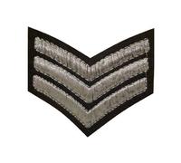 Fabric Silver SERGEANT STRIPES Iron On Biker Patch Motif Applique Military Army Rank Decal 2.6"x2.2"