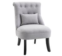 Fabric Single Sofa Dining Chair Tub Chair Upholstered W/ Pillow Solid Wood Leg Home Living Room Furniture Grey