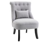 HOMCOM Fabric Single Sofa Dining Chair Tub Chair Upholstered W/ Pillow Solid Wood Leg Home Living Room Furniture, Cat Scratch Resistant, Grey Aosom UK