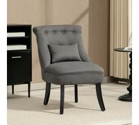 HOMCOM Fabric Single Sofa Upholstered with Pillow Wood Leg Charcoal Grey