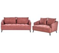 Living Room Set 5 Seater HOBRO Fabric Burgundy
