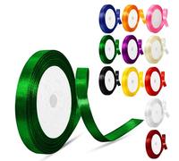 Fabric Stain Ribbons Laces 10mm for Gift Wrapping Crafting Balloons Sewing Bouquets Bows Hair Ties Car Cake Christmas Party Decoration (Green)