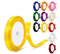 Fabric Stain Ribbons Laces 10mm for Gift Wrapping Crafting Balloons Sewing Bouquets Bows Hair Ties Car Cake Christmas Party Decoration (Yellow)
