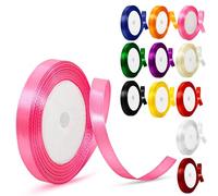 Fabric Stain Ribbons Laces 10mm for Gift Wrapping Crafting Balloons Sewing Bouquets Bows Hair Ties Car Cake Christmas Party Decoration (Pink)