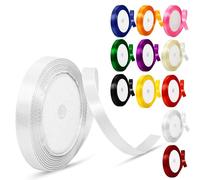 Fabric Stain Ribbons Laces 10mm for Gift Wrapping Crafting Balloons Sewing Bouquets Bows Hair Ties Car Cake Christmas Party Decoration (White)