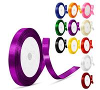 Fabric Stain Ribbons Laces 10mm for Gift Wrapping Crafting Balloons Sewing Bouquets Bows Hair Ties Car Cake Christmas Party Decoration (Purple)